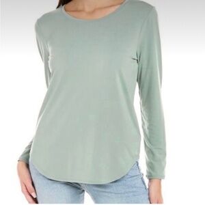 Johnny Was Calme Effect Long Sleeve Mesh Yoke Tee sz M